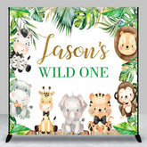 Lofaris Safari Animals Wild One Custom Name Birthday Backdrop